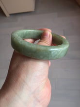 Load image into Gallery viewer, 58mm certified type A 100% Natural light green/gray chubby square style Jadeite Jade bangle AU57-1511