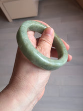 Load image into Gallery viewer, 58mm certified type A 100% Natural light green/gray chubby square style Jadeite Jade bangle AU57-1511