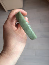 Load image into Gallery viewer, 58mm certified type A 100% Natural light green/gray chubby square style Jadeite Jade bangle AU57-1511