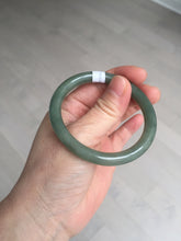 Load image into Gallery viewer, 50.5mm certificated Type A 100% Natural dark green/gray round cut oval Jadeite Jade bangle BK47-2879