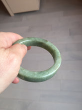 Load image into Gallery viewer, 58mm certified type A 100% Natural light green/gray chubby square style Jadeite Jade bangle AU57-1511