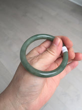 Load image into Gallery viewer, 50.5mm certificated Type A 100% Natural dark green/gray round cut oval Jadeite Jade bangle BK47-2879