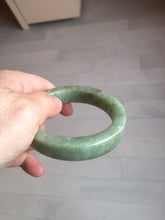 Load image into Gallery viewer, 58mm certified type A 100% Natural light green/gray chubby square style Jadeite Jade bangle AU57-1511