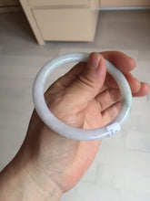 Load image into Gallery viewer, 56mm certified 100% natural type A light green/purple with green fly flowers round cut jadeite jade bangle BN56-3113