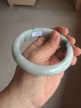 Load image into Gallery viewer, 61mm Certified Type A 100% Natural white/light green with grenn floating flowers Jadeite Jade bangle E153-2443
