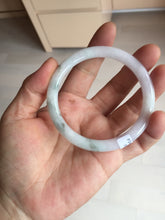 Load image into Gallery viewer, 56mm certified 100% natural type A light green/purple with green fly flowers round cut jadeite jade bangle BN56-3113