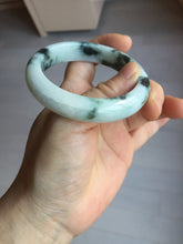 Load image into Gallery viewer, 53mm certified 100% natural Type A green white with green floating flowers jadeite bangle PD157-6246