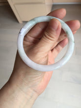 Load image into Gallery viewer, 56mm certified 100% natural type A light green/purple with green fly flowers round cut jadeite jade bangle BN56-3113