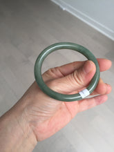 Load image into Gallery viewer, 50.5mm certificated Type A 100% Natural dark green/gray round cut oval Jadeite Jade bangle BK47-2879