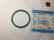 Load image into Gallery viewer, 60.5mm Certified Type A 100% Natural icy watery deep sea dark green/blue/purple/gray/black Guatemala round cut Jadeite bangle PB133-1486