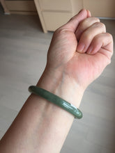 Load image into Gallery viewer, 50.5mm certificated Type A 100% Natural dark green/gray round cut oval Jadeite Jade bangle BK47-2879