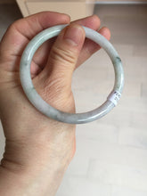 Load image into Gallery viewer, 58mm certified 100% natural type A light green/purple with green fly flowers round cut jadeite jade bangle BN55-3123