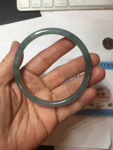 Load image into Gallery viewer, 60.5mm Certified Type A 100% Natural icy watery deep sea dark green/blue/purple/gray/black Guatemala round cut Jadeite bangle PB133-1486