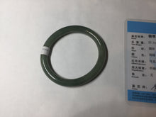Load image into Gallery viewer, 50.5mm certificated Type A 100% Natural dark green/gray round cut oval Jadeite Jade bangle BK47-2879