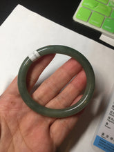 Load image into Gallery viewer, 50.5mm certificated Type A 100% Natural dark green/gray round cut oval Jadeite Jade bangle BK47-2879