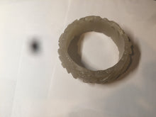 Load image into Gallery viewer, 55mm 100% natural light pale pink/gray/beige Quartzite (Shetaicui jade) carved flowers bangle SY51