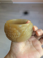 Load image into Gallery viewer, 54mm certified 100% natural yellow orange purple Quartzite (Shetaicui jade) carved people and landscape Zen bangle XY59-0001
