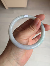 Load image into Gallery viewer, 57mm certified 100% natural type A light green/purple/yellow(FU LU SHOU) with green fly flowers round cut jadeite jade bangle BN54-3124