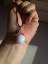 Load image into Gallery viewer, Type A 100% Natural white/light purple drum shape Jadeite Jade bead/pendant BF95