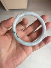 Load image into Gallery viewer, 57mm certified 100% natural type A light green/purple/yellow(FU LU SHOU) with green fly flowers round cut jadeite jade bangle BN54-3124