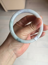 Load image into Gallery viewer, 57mm certified 100% natural type A light green/purple/yellow(FU LU SHOU) with green fly flowers round cut jadeite jade bangle BN54-3124