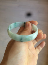 Load image into Gallery viewer, 52.5mm certified type A 100% Natural green/white with green floating flowers jadeite jade bangle AT94-0777