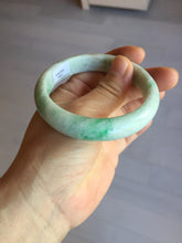 Load image into Gallery viewer, 56 mm Certified type A 100% Natural sunny green/white Jadeite bangle AY84-3462