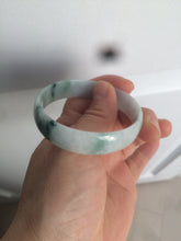 Load image into Gallery viewer, 52.5mm certified type A 100% Natural green/white with green floating flowers jadeite jade bangle AT94-0777