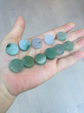 Load image into Gallery viewer, 100% Natural type A icy watery light green/purple/gary Jadeite Jade round cake  pendant group F151