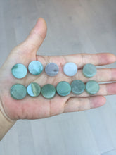 Load image into Gallery viewer, 100% Natural type A icy watery light green/purple/gary Jadeite Jade round cake  pendant group F151
