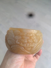 Load image into Gallery viewer, 54mm certified 100% natural yellow orange purple Quartzite (Shetaicui jade) carved people and landscape Zen bangle XY59-0001