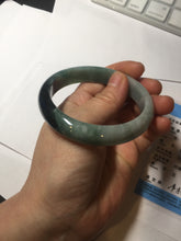 Load image into Gallery viewer, 56.6mm certified 100% natural Type dark green/ gray jadeite jade bangle AU56-4021