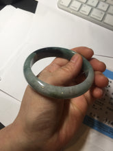 Load image into Gallery viewer, 56.6mm certified 100% natural Type dark green/ gray jadeite jade bangle AU56-4021