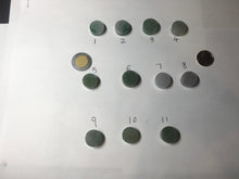 Load image into Gallery viewer, 100% Natural type A icy watery light green/purple/gary Jadeite Jade round cake  pendant group F151