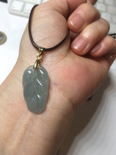 Load image into Gallery viewer, 100% natural type A icy watery light green blue gray Guatemala jadeite leaf pendant PD6