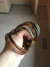 Load image into Gallery viewer, 58-63mm 100% Natural black brown beige slim Buffalo Horn bangle group CB55