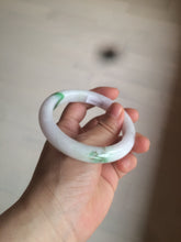 Load image into Gallery viewer, 57mm certified 100% natural sunny green/white/purple jadeite jade bangle AX92-5423