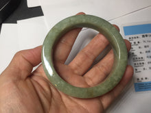 Load image into Gallery viewer, 58mm certified type A 100% Natural light green/gray chubby square style Jadeite Jade bangle AU57-1511