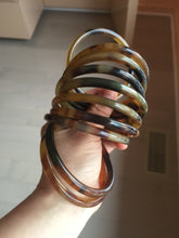 Load image into Gallery viewer, 58-63mm 100% Natural black brown beige slim Buffalo Horn bangle group CB55