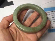 Load image into Gallery viewer, 58mm certified type A 100% Natural light green/gray chubby square style Jadeite Jade bangle AU57-1511