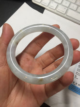 Load image into Gallery viewer, 54.7mm 100% natural type A icy watery light green/brown/black seaweed round cut jadeite jade bangle Q140-5253