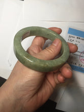 Load image into Gallery viewer, 58mm certified type A 100% Natural light green/gray chubby square style Jadeite Jade bangle AU57-1511
