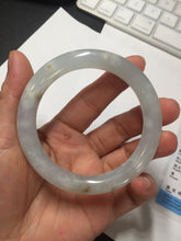 Load image into Gallery viewer, 54.7mm 100% natural type A icy watery light green/brown/black seaweed round cut jadeite jade bangle Q140-5253