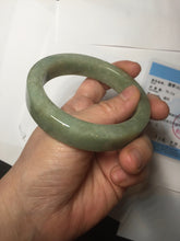 Load image into Gallery viewer, 58mm certified type A 100% Natural light green/gray chubby square style Jadeite Jade bangle AU57-1511