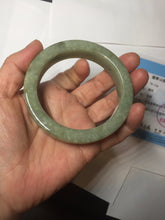 Load image into Gallery viewer, 58mm certified type A 100% Natural light green/gray chubby square style Jadeite Jade bangle AU57-1511