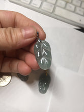 Load image into Gallery viewer, 100% natural type A icy watery light green gray Guatemala jadeite leaf pendant PD7