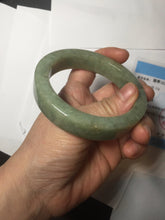 Load image into Gallery viewer, 58mm certified type A 100% Natural light green/gray chubby square style Jadeite Jade bangle AU57-1511