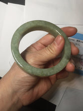 Load image into Gallery viewer, 58mm certified type A 100% Natural light green/gray chubby square style Jadeite Jade bangle AU57-1511