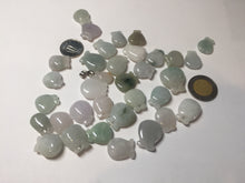 Load image into Gallery viewer, 100% Natural  light green/white/purple Jadeite Jade money bag bead pendant group F153