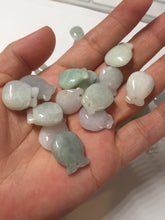 Load image into Gallery viewer, 100% Natural  light green/white/purple Jadeite Jade money bag bead pendant group F153